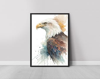 限定版プリント「ワシ」、猛禽類、ジクレー版画、イラスト、動物アート