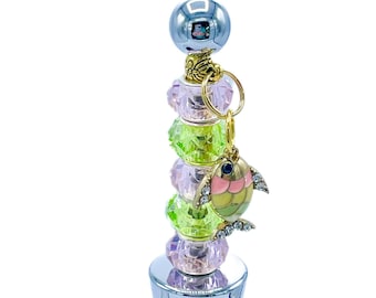 Beaded Wine Stopper with Dazzling Rhinestone & Enamel Fish Charm