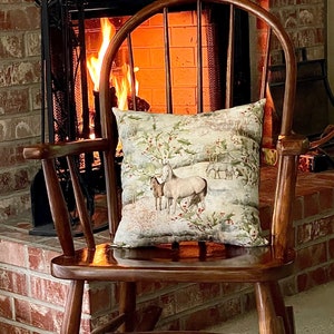 Christmas Horse Pillow / Rustic Snowy Woodland Holiday Decor / Cottagecore Gift