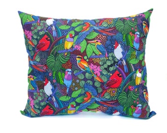 Tropical Birds Pillow / Colorful Home Decor / Bird Lover Gift
