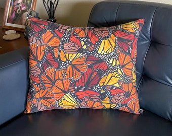 Monarch Butterfly Pillow / Vibrant Home Decor / Nature Lover Gift