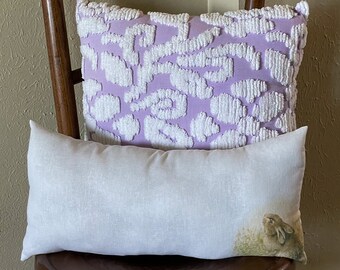 Cute Bunny Pillow / Up-cycled Vintage Linen Pillow / Easter Decor / Farmhouse Chic / Gifts for Her / Rabbit Mom Gift