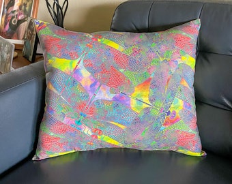 Colorful Dragonfly Lumbar Pillow / Nature Lover Gift / Bright Home Decor