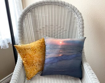 Sunset Photo Pillow / Cottagecore Gift / Coastal Beach Home Decor