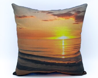 Sunset Photo Pillow / Beach Home Decor / Cottagecore Gift