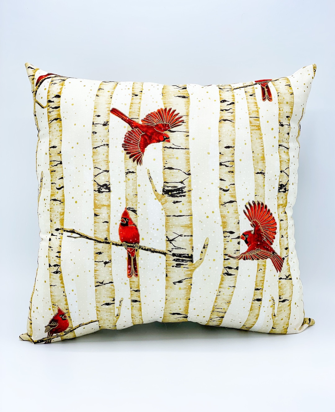 Cardinal and Birch Tree Pillow / Redbird and Birch Tree / Cardinals