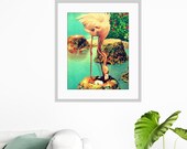 Flamingo Postcard Print for Framing, Nautical Artwork