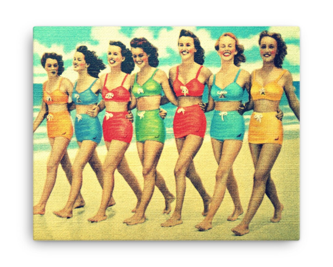 Vintage Beach Art 16x20 Canvas Beach Canvas Art Vintage Etsy