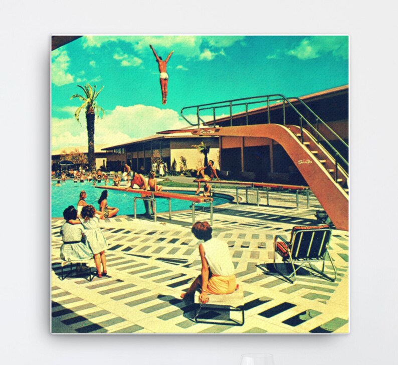 Palm Springs Art Mid Century Modern Art on Canvas Small