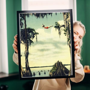 Vintage Photo Woman Girl Diving at Cypress Gardens, Coastal Wall Art, Vintage Florida Art, Color Fine Art Print, Diver Gift, living room art image 2