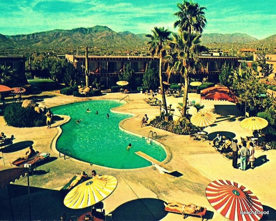 Summer art mid century gift Mid Century art prints retro motel swimming pool art Palm Springs Decor,