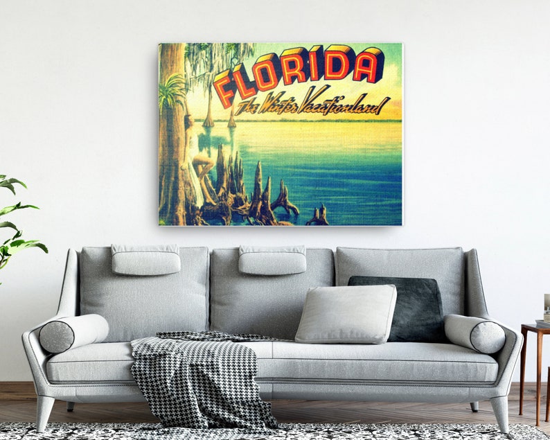 Vintage Florida Art Summer Art retro Florida art VINTAGE Etsy