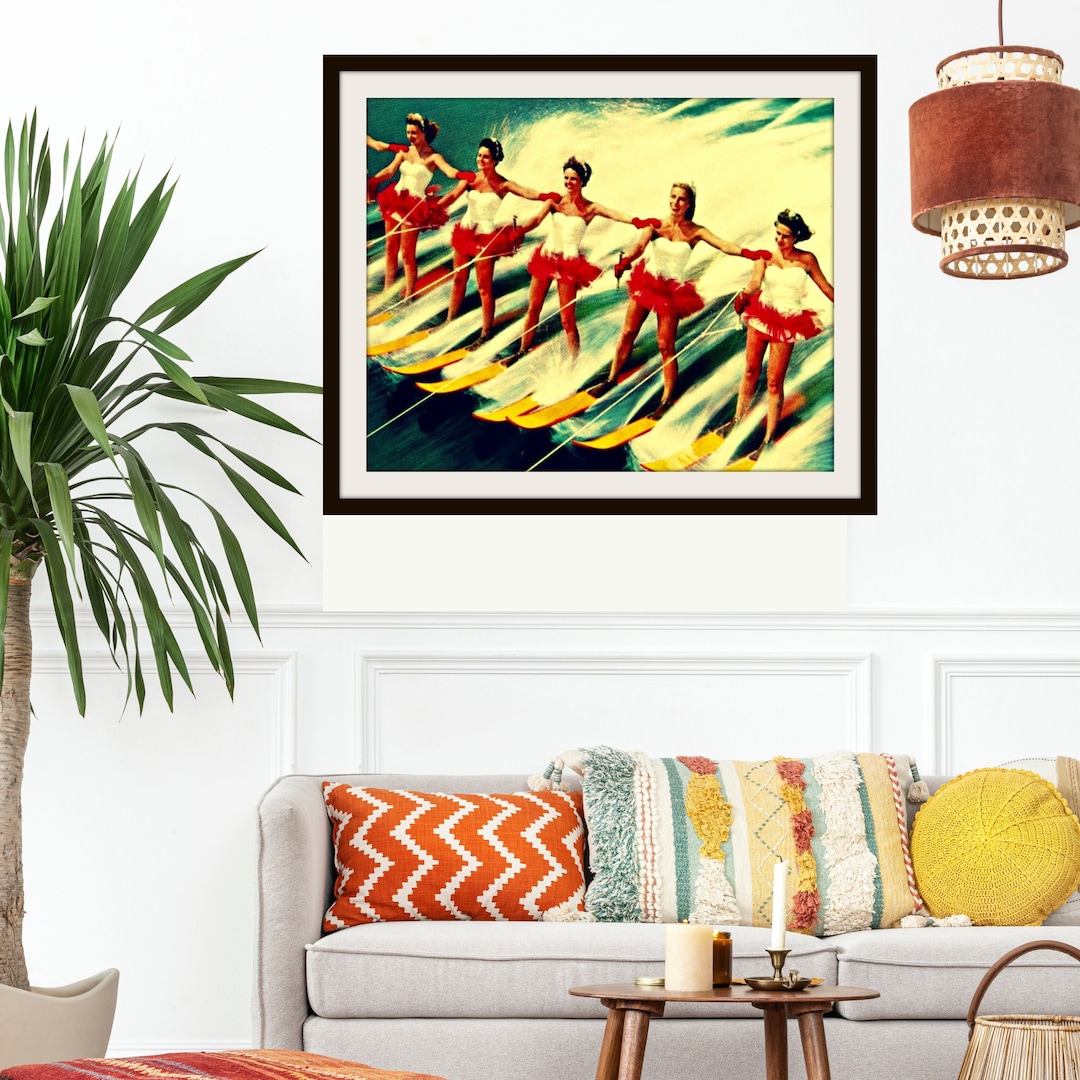 Vintage Water Ski Art Mid Century Modern Wall Art Vintage Etsy