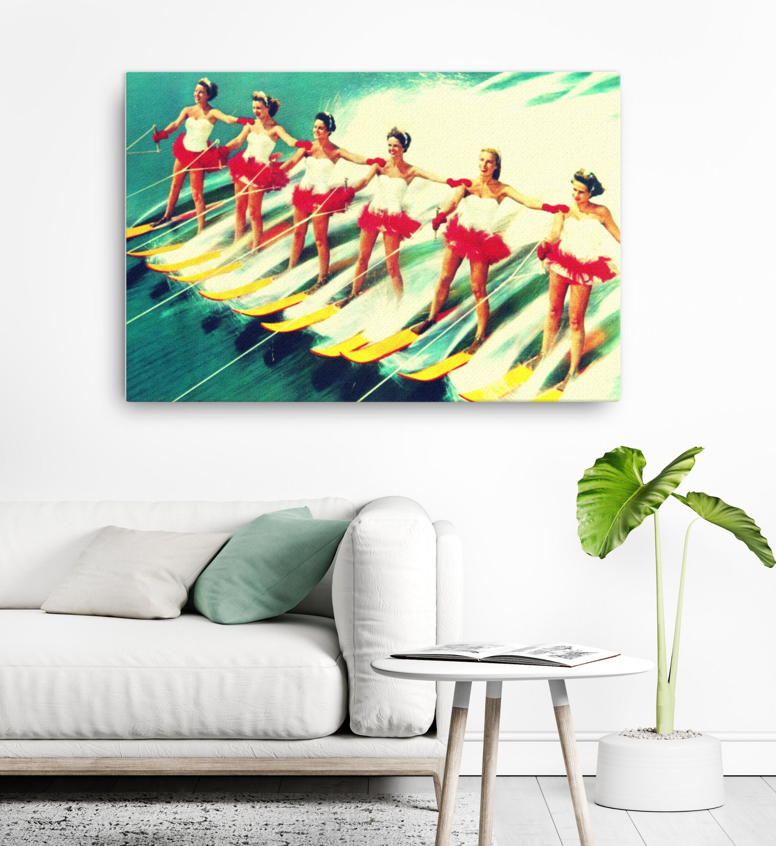 Vintage Water Ski Art on 20x30 Canvas Print Retro Women Water Etsy