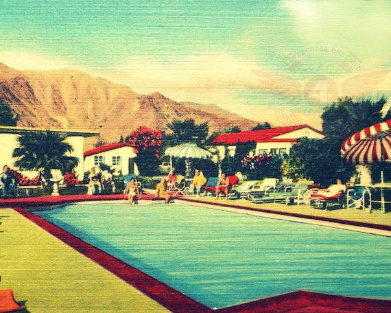 Palm Springs decor aqua living room art 8x10 Fine Art Print mod wall art mid century print Mid century swimming pool art