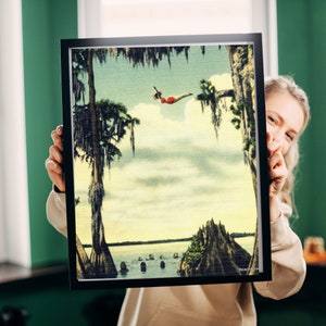 Vintage Photo Woman Girl Diving at Cypress Gardens, Vintage Florida Wall Art Decor, Color Fine Art Print, Diver Gift, living room art image 9