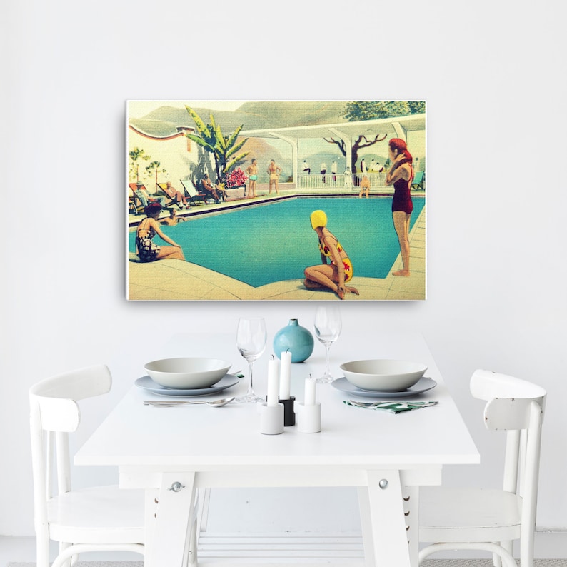 Mid Century Canvas wall art 24x36 Large Canvas Art Retro Etsy