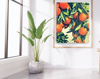 Vintage Botanical Oranges Art Print | Reproduction of Vintage Postcard | Oranges Wall Art | Fruit Prints