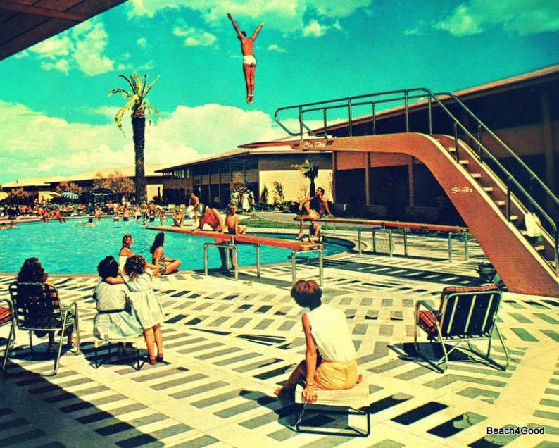 Summer art mid century gift Mid Century art prints retro motel swimming pool art Palm Springs Decor,