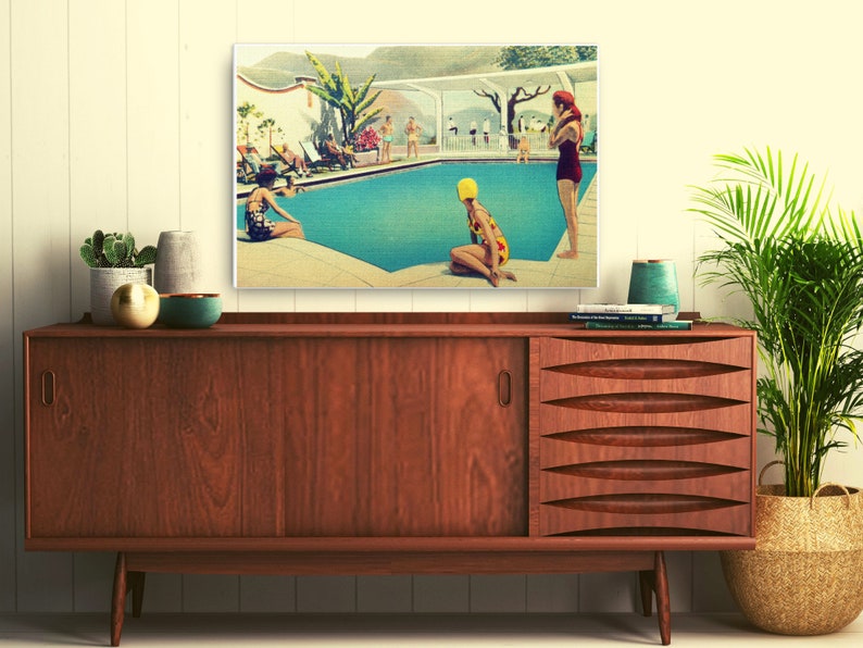 Mid Century Canvas Wall Art 24x36 Large Canvas Art Retro Etsy