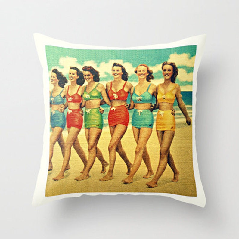 Vintage Beach Art Prints of Woman on the Beach Beach House Etsy