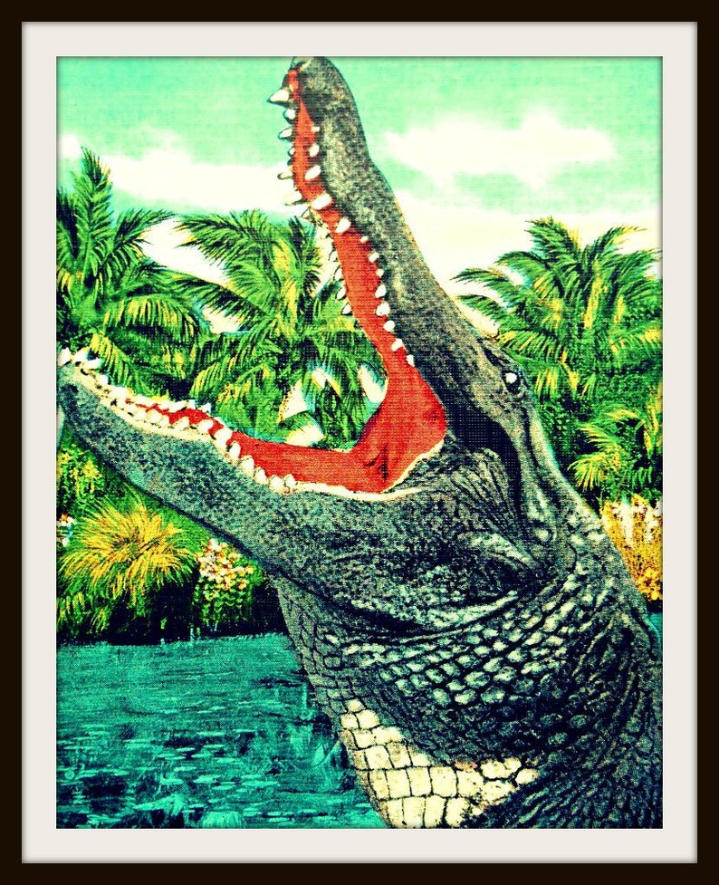 Alligator Art, crocodile art, Alligator Print, Kids room wall art, Crocodile Art Print image 2