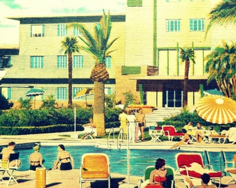 Mid Century Prints, vintage Las Vegas Motel Swimming Pool Art,  Retro Hotel Art Prints,  living room art