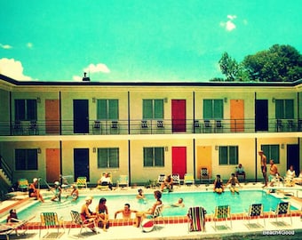 Retro Motel Swimming Pool Print, Vintage Florida Wall Art