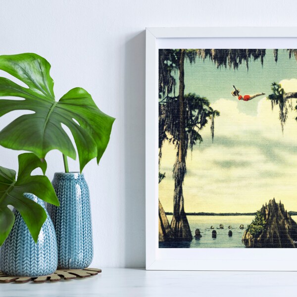 Vintage Photo Bridge at Cypress Gardens, Vintage Florida Wall Art Decor, Color Fine Art Print, Meaningful Gift, living room art