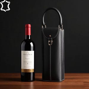 Elegant Wine Holder, Wine Carrier Tote Bag, Leather Wine Case, Leather Wine Carrier, Reusable Leather Wine Bag Cowhide Leather Wine Tote