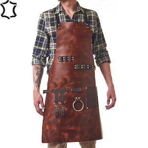 Handcrafted Full Grain Leather Apron: BBQ Chef, Woodworker