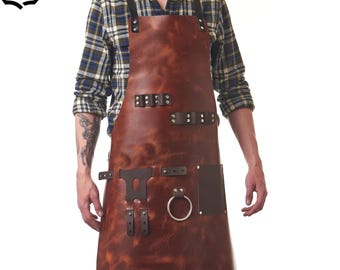 BBQ Leather Apron: Chef Apron For Men