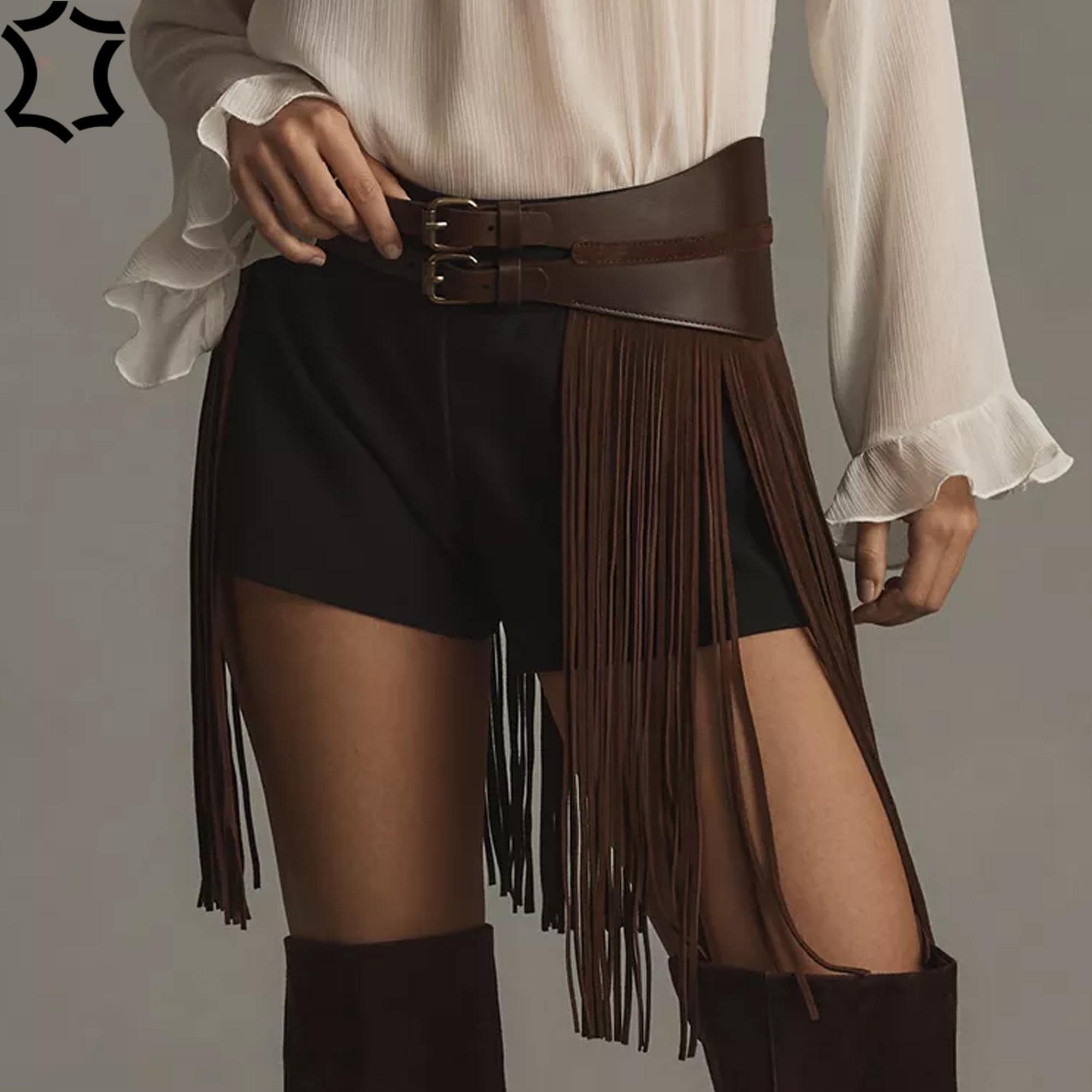 HERITAGE LEATHER FRINGE BELT ベージュ Leather Fringe Belt - Etsy