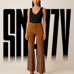 Suede Leather Fringe Pants: Western Rodeo Cowgirl Style