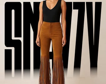 Suede Leather Fringe Pants: Western Rodeo Cowgirl Style
