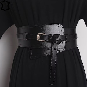 Cowhide Leather Corset Waist Belt - Women&#39;s Fashion