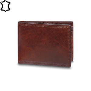Cartera de cuero plegable, cartera hecha a mano, cartera de cuero hecha a mano, cartera para hombre, cartera cosida a mano, cuero marrón oscuro