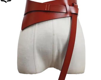Cintura larga in pelle rossa per corsetto: cintura da donna alla moda