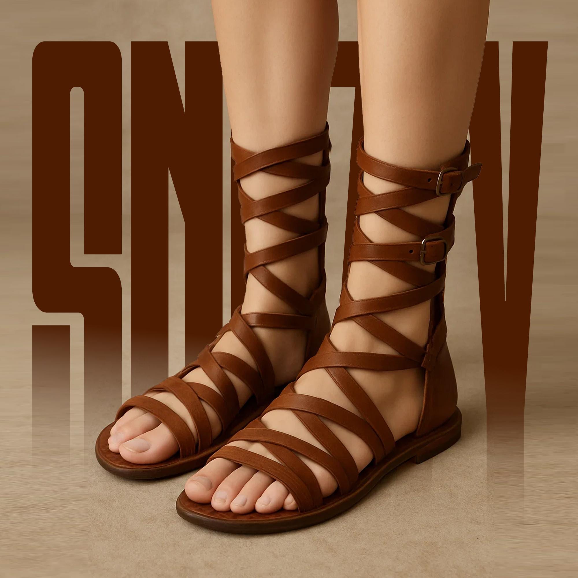 Alpine Swiss Women's Gladiator Sandals - Braided T-Strap Roman Flats With Rubber Sole