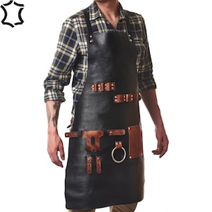 Handcrafted Full Grain Leather Apron: BBQ Chef, Woodworker