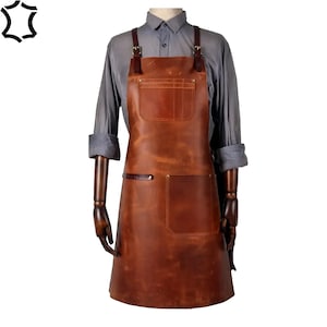 Brown Leather Apron: BBQ, Grill, and Workshop Use
