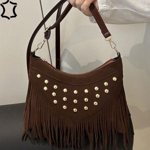 Suede Fringe Bag, Crossbody fringe bag, Leather Fringe bag, Summer Women Bags Collection, Brown Suede Women Fringe Bags