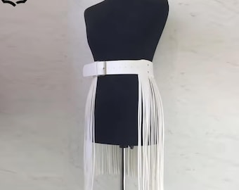 Cinturón de flecos de cuero genuino: estilo bohemio para la cintura, falda estilo western para mujer.