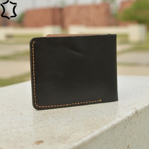 Handmade Black Napa Leather Bifold Wallet: Modern Slim Design