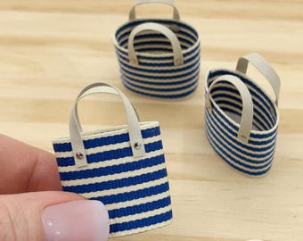 Miniature Purse, 1:12 Scale Dollhouse Handbag| Modern Nautical Striped Purse