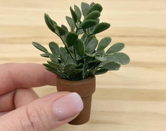 Miniature Greenery Plant, 1:12 Scale Dollhouse Decor | Modern Potted Plant Decor