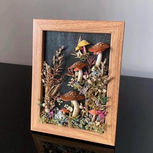 Goblinkern Pilz Wanddekor, Dunkles Cottagecore Pilz Moos Wald Wandbild, Mystische Natur Schlafzimmer Kunst, Fantasy Gothic Wohnkultur
