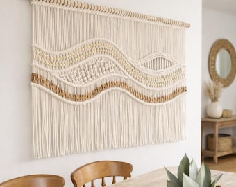 Large Macrame Wall Hanging, Woven Tapestry, Neutral Wall Art, Boho Wall Decor, Handmade Fiber Art