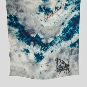 HAND DYED SILK Scarf Hand Drawn Moth Greys With Dark Green - Etsy