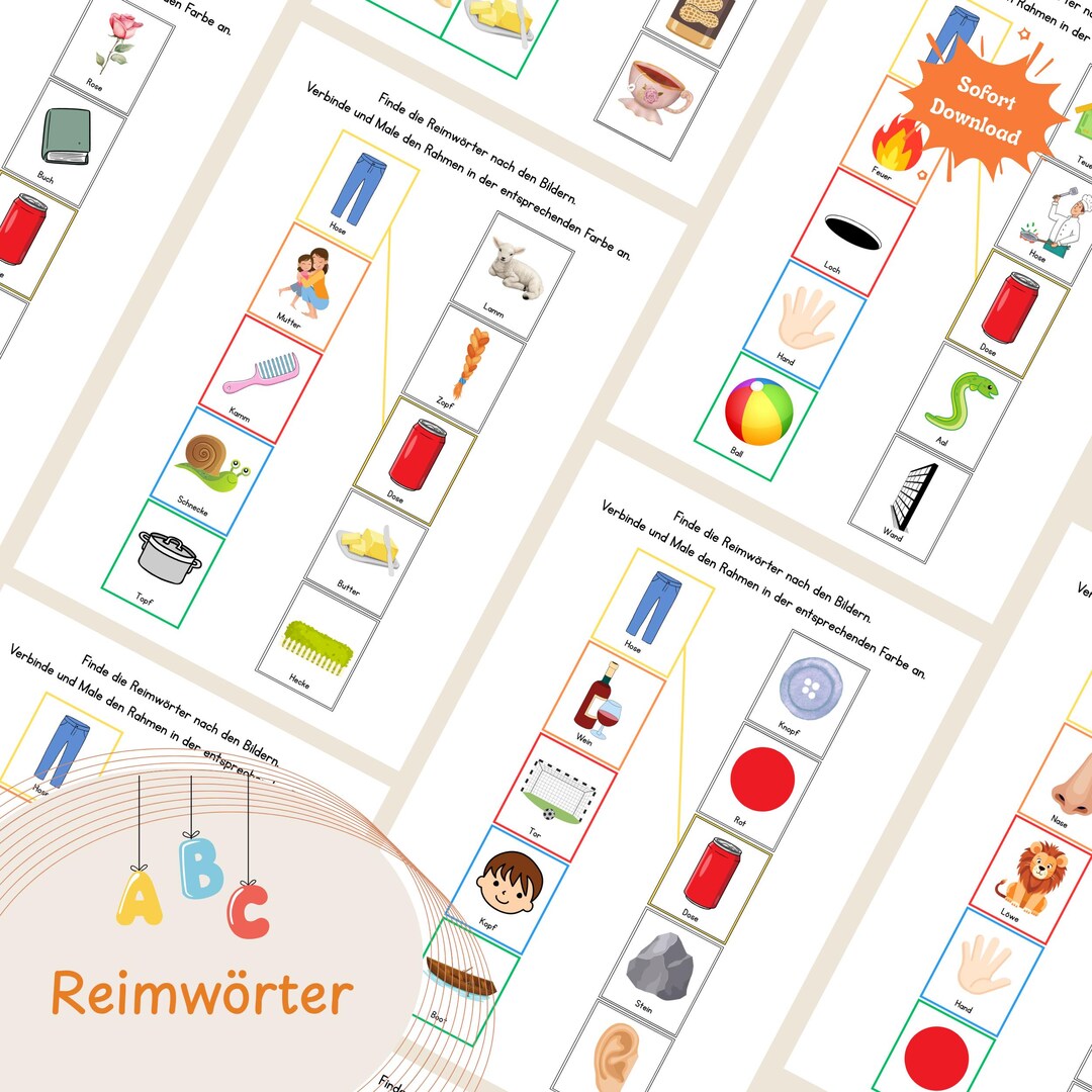 Reimwörter Deutsch Lernspiel Für Kinder | Vorschule Grundschule ...